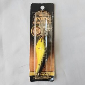 Poe's Super Cedar Series 300 Fishing Lure Bait Crankbait Yellow Black Vintage OG
